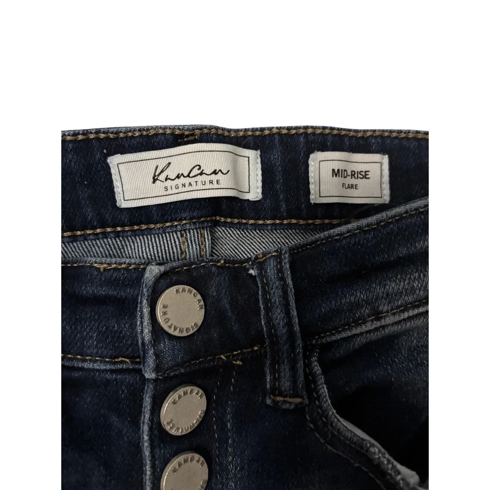 KanCan Jeans Girls Size 12 Mid Rise Flare Dark Wash Distressed Button Fly VBK147